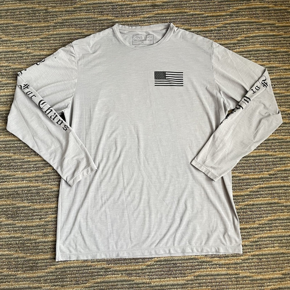 Anetik Shirt Mens X-Large Gray Premium Performance UPF 30+ VINT UV Fishing LS
